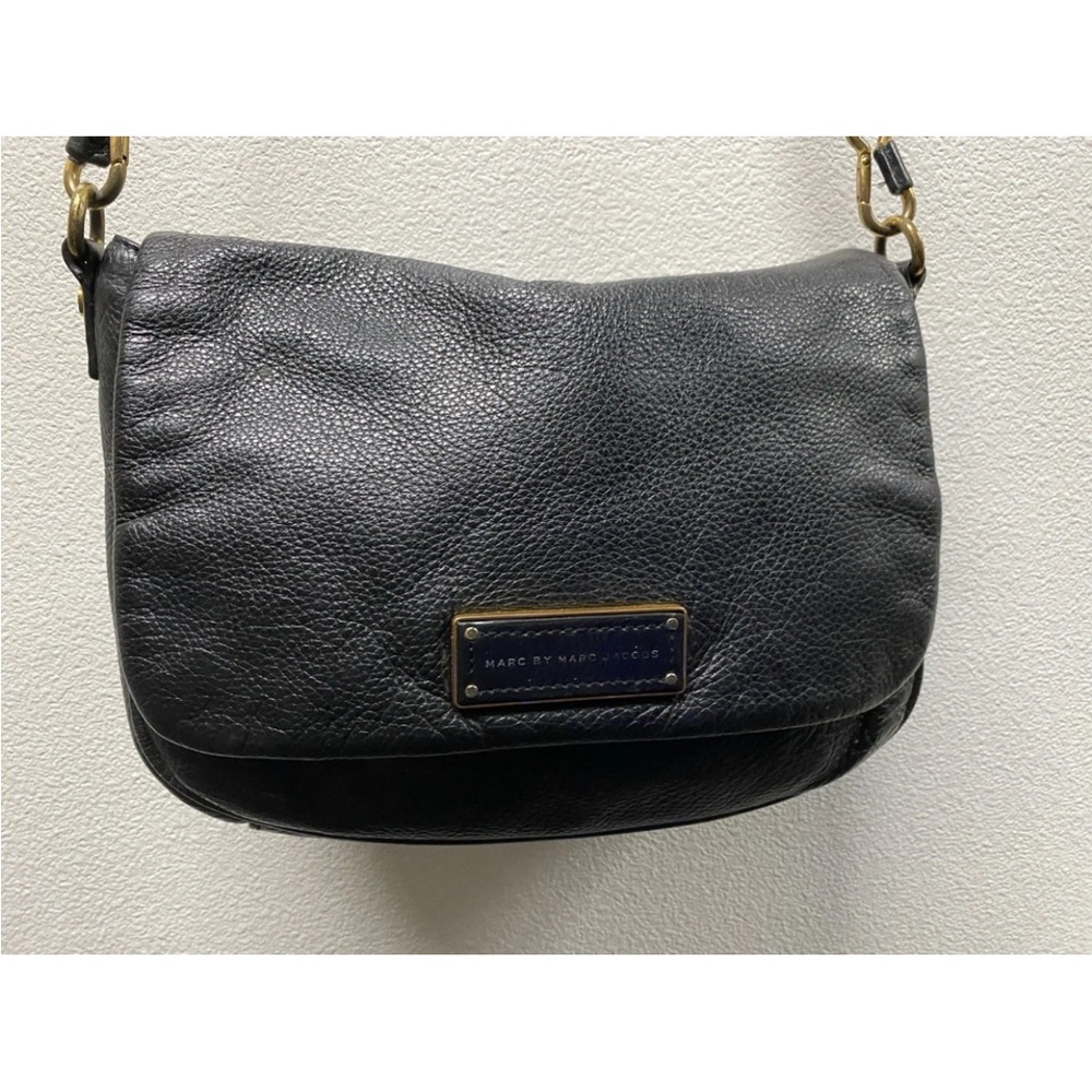 Marc by Marc Jacobs Black Pebbled Leather Flap Crossbody